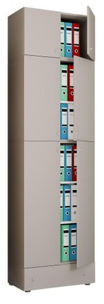 ebuy24 Armario De Oficina Vcm Xxxl Con 5 Compartimentos Con Accesorio Y Caj&oacute;n Armario De Archivo Moderno Con Puertas Giratorias Dimensiones Aprox. Al. 240 X 