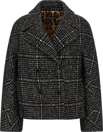 Dolce & Gabbana Houndstooth Coat Trench E Impermeabili Bianco/Nero-Donna