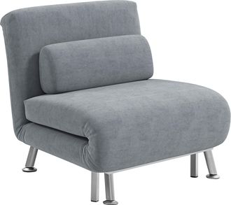 HOMCOM Single Folding 5 Position Convertible Sleeper Chair Sofa Bed - Charcoal grey | TJ Hughes