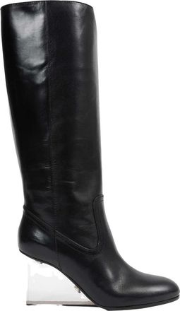 Maison Margiela Plexi Wedge High Boots H80 - Dames - Schoenen - Zwart - Maat: 39 EU Zijde