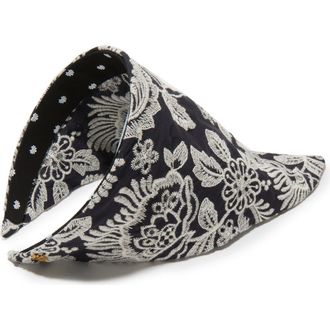 Lele Sadoughi Jackie Embroidered Eyelet Handkerchief Headband in Navy Garden 400 at Nordstrom