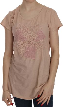 Pink Memories MEMORIES Lace Short Sleeve Shirt Top Cotton Womens Blouse