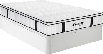 Vente-Unique Conjunto 160 x 200 cm somier arc&oacute;n blanco + colch&oacute;n ign&iacute;fugo de muelles ensacados y topper integrado de 28cm - DELICE de YSM&Eacute;E HOTEL