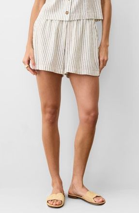 Marine Layer Allison Stripe Hemp Blend Shorts in Cream/Navy Stripe at Nordstrom, Size X-Large