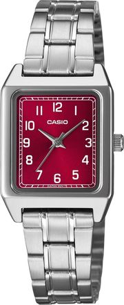 Casio Womens Red Dial Stainless Steel Classic Analog Watch - LTP-B150DA-4BDF
