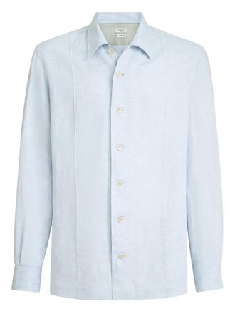 Brunello Cucinelli button-fastening long-sleeve shirt - men - Hemp/Eco Linen/Cotton - 3XL - Blue