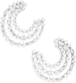 Nadri Cubic Zirconia Frontal Hoop Earrings in Rhodium at Nordstrom Rack