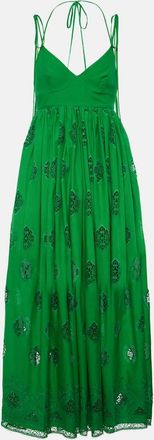 Erdem Embroidered cotton-blend midi dress