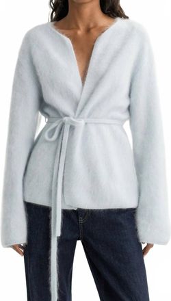 Soft Goat Brushed Knitted Cardigan In Light Blue