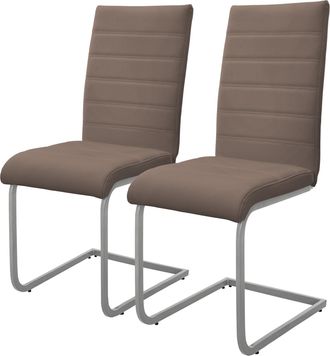 ML Design Ml-design Set De 2 Sillas De Comedor, Tapizadas De Pu Imitaci&oacute;n De Cuero Marr&oacute;n, Respaldo Alto Asiento Dise&ntilde;o Cantilever Para Comedor, Sal&oacute;n O Cocina,