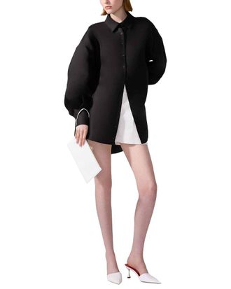 Carolina Herrera Oversized Button Down Silk Blouse