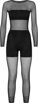 Philipp Plein Seamless Mesh Jumpsuit met Lange Mouwen - Dames - Jumpsuits - Zwart - 2XL - Nylon - Jumpsuits & Playsuits