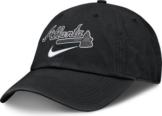 Nike Atlanta Braves Primetime Club Nike Mens MLB Unstructured Adjustable Hat in Black | NB0100AAW-ZHP