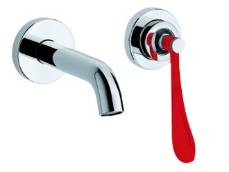 OEM Mezclador De Lavabo De Pared Con Ca&ntilde;o De 190 Mm De Largo Con Palanca Roja Mamoli Paola&thebathroom 494700000c21 Roja