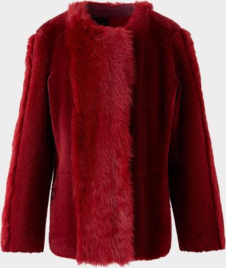 Akris Vertical Paneled Lamb Shearling Jacket