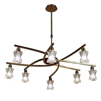Netlighting Alaska Pendant Convertible To Semi Flush 8 Light L1SGU10 Antique Brass in Bronze
