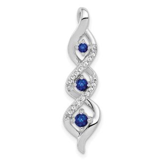 Diamond2Deal 14k White Gold Diamond and.26 Sapphire Twisted 3-stone Chain Slide