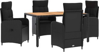 vidaXL Juego De Comedor Para Exteriores 5 Uds. Negro Vidaxl