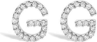 House of Brilliance 10K Gold 1/10 Cttw Diamond Initial A to Z Stud Earring in White Gold | G at Nordstrom