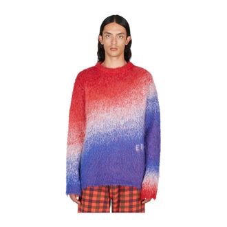 ERL Round-neck Knitwear, male, Multicolor, L, Gradient Fuzzy-Knit Jumper