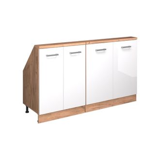 Vicco Armario De Cocina Para Techo Inclinado R-line, Blanco Brillo Intenso/roble Dorado, 140 Cm Lote De 2, Vicco