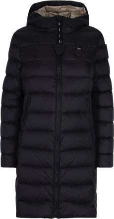 Blauer Lange Donsjas - Dames - Mantels - Zwart - Maat: XS Polyamide
