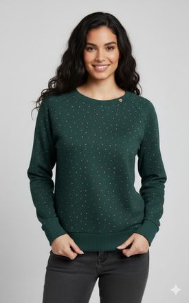 Ragwear Sweatshirt RAGWEAR JOHANKA MULTIDOTS O, Damen, Gr. XXL, dunkelgr&uuml;n, Sweatware, Obermaterial: 70% Baumwolle, 30% Polyester, bedruckt, gepunktet, normal