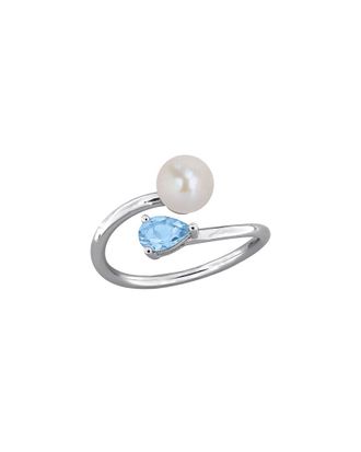 Rina Limor Silver 0.47 ct. tw. Gemstone & 6-6.5mm Pearl Ring
