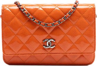 Chanel Tweedelige Paris Dallas Cc Gequilt Patent Geitenhuid Wallet On Chain