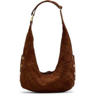 Hammitt Tom Zip Medium Hobo Bag in Chocolate Diamond Suede/gold at Nordstrom