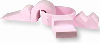 OEM Parque Infantil De Espuma Con Piscina Redonda De 90x30 Cm, Color Rosa Empolvado, M&aacute;s 5 Elementos Sin Pelotas
