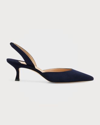Manolo Blahnik Carolyne Kitten-Heel Halter Pumps