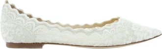 Jimmy Choo London Womens Love Flat Ivory Ballerina Flats