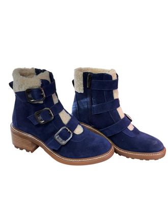 Vince Camuto Womens Klerica Leather Boots In Navy