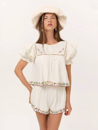 For Love & Lemons Leah Shorts In Ivory