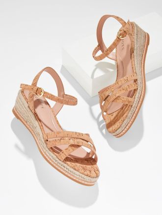 Talbots Pamela Cork Wedge Sandals - Natural - 6 1/2 M Talbots