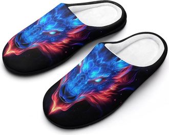 Generic Dragon with Flame Cotton Slippers for Women Indoor Outdoor Slipper Slip-On Memory Foam Home Shoes
