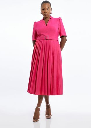 Karen Millen Womens Plus Size Structured Crepe Forever Pleat Dress - Purple - Size 22 UK