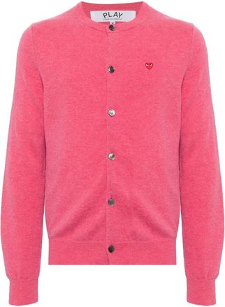 Comme Des Garçons heart-patch wool cardigan - unisex - Wool - XXXS - Pink