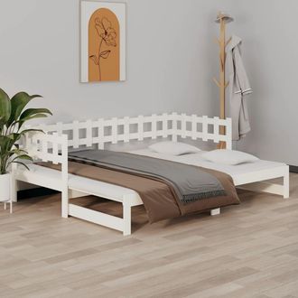 vidaXL Sof&aacute; Cama Extra&iacute;ble Sin Colch&oacute;n Blanco 2x(90x190) Cm Vidaxl