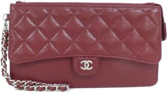 Chanel Bordeaux Grained Calfskin Chain/Shoulder Wallet (Pre-Owned)
