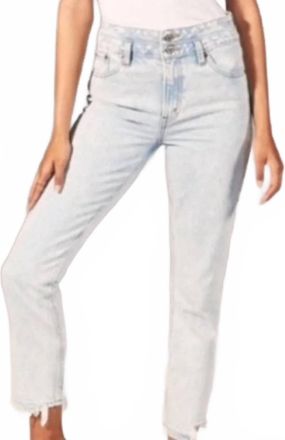 Abercrombie & Fitch High Rise Mom Jean In White, Blue