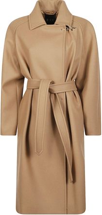 Fay Belted Wide-Collar Self-Tie Wool-Blend Coat