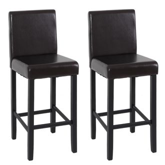 Hhg Hhg - Nunca Usado] Lote De 2 Taburetes De Bar Vicenza, Taburete De Bar Taburete De Bar, Madera + Cuero, Marr&oacute;n, Patas Oscuras