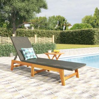 vidaXL Vidaxl - Sdraio con Tavolo Polyrattan e Legno Massello di Acacia
