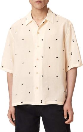 AllSaints Cardsuit Camp Shirt in Ecru at Nordstrom, Size Xx-Large