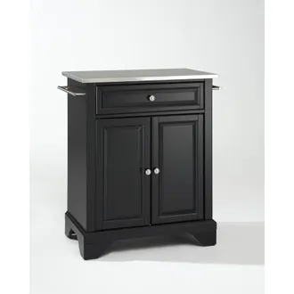 Crosley Furniture Lafayette Stainless Steel Top Portable Kitchen Island/Cart Black/Stainless Steel
