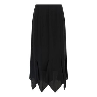 Valentino Garavani Crepe de Chine Midi Skirt - female - Valentino Garavani - Midi Skirts - Black - 2XS - Skirts