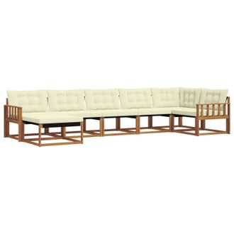 vidaXL Conjunto De Sof&aacute;s De Exterior Con Coj&iacute;n 7 Pcs Natural Y Crema Vidaxl