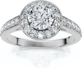 Pompeii3 1Ct Diamond Halo Engagement Ring 14k Gold or Platinum Lab Grown EF/VS